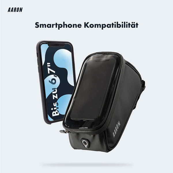 AARON Mobile Fahrrad Handytasche / Halterung wasserdicht für Smartphones bis 6,7 Zoll mit wasserabweisendem Material