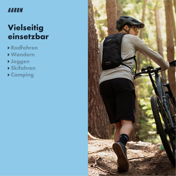 AARON 8L Fahrradrucksack - Klein, wasserdicht mit Regenschutz, vielseitig beim Radfahren im Wald.