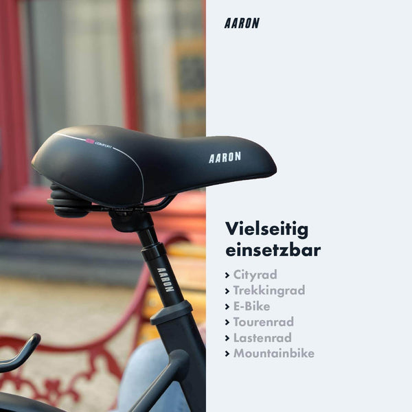 AARON Memory Fahrradsattel - Ergonomisch - Damen & Herren, wasserdichter Cityrad- und Trekkingfahrradsattel mit Memory-Schaum