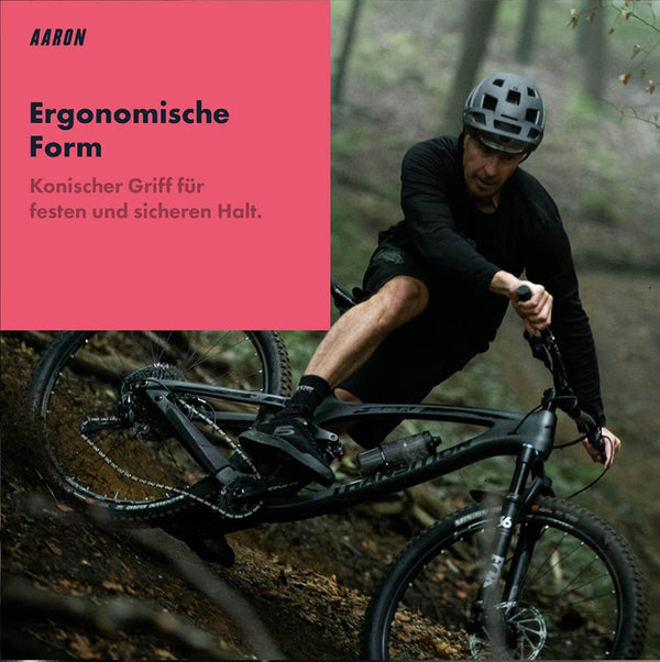 AARON Peak - MTB, Enduro & BMX Fahrradgriffe Schwarz mit ergonomischem, konischem Griff für sicheren Halt beim Mountainbiken.