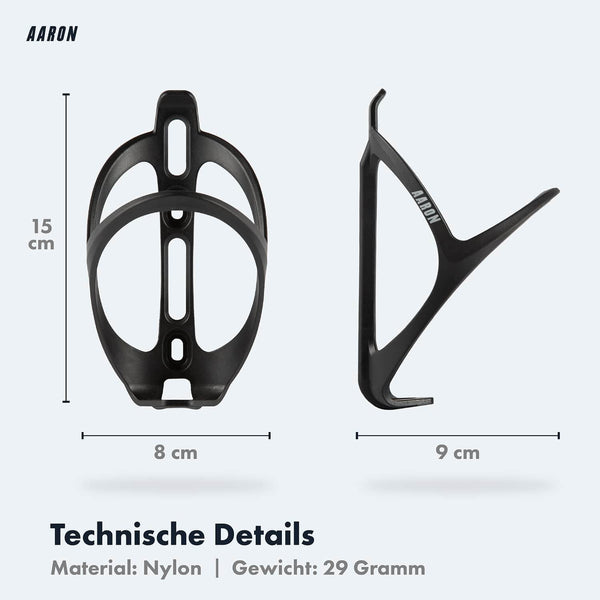 AARON Race Cage Flaschenhalter aus leichtem Nylon für Standard Trinkflaschen 500ml bis 750ml, robust und universell.