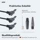 AARON AIR Standpumpe mit Manometer und Ball-Aufsatz, praktisches Zubehör mit Ballnadel und Luftmatratzen-Aufsätzen in Schwarz.