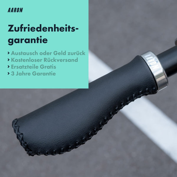 AARON Vintage ergonomischer Kunstleder Fahrradgriffe - Silber mit weicher Oberfläche und schmerzfreiem Komfort