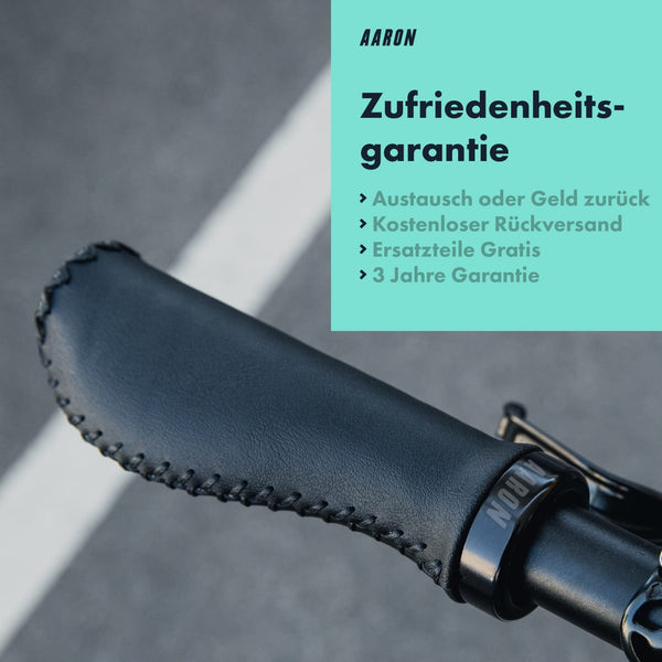 AARON Vintage ergonomischer Kunstleder Fahrradgriffe - Schwarz mit weicher Oberfläche und sicherer Montage am Lenker.