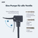 AARON AIR Standpumpe mit Manometer und Ball-Aufsatz, schwarze Ventilklemme für alle Ventilarten ohne Druckverlust.