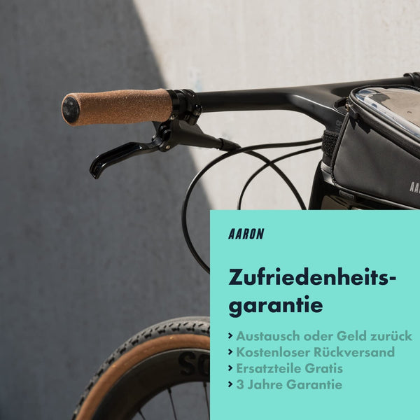 AARON Bio Ergonomische Fahrradgriffe aus Kork - Lock Ring Schwarz ergonomische, schmerzfreie, rutschfeste Lenkergriffe aus nachhaltigem Kork.