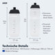 AARON ECO Fahrrad Trinkflasche transparent mit Skala, 500 ml, 750 ml, auslaufsicher und nachhaltig, BPA-frei, Maße 19,6/25 cm x 7,7 cm.