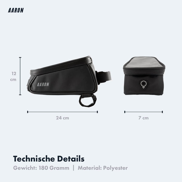 AARON Mobile Fahrrad Handytasche / Halterung wasserdicht aus Polyester Maße 24x12x7 cm für Smartphones bis 6,7