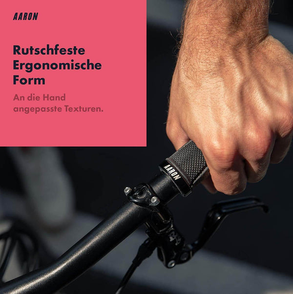 AARON MTB Fahrradgriffe - Gelb mit rutschfester, ergonomischer Form und an die Hand angepassten Texturen.